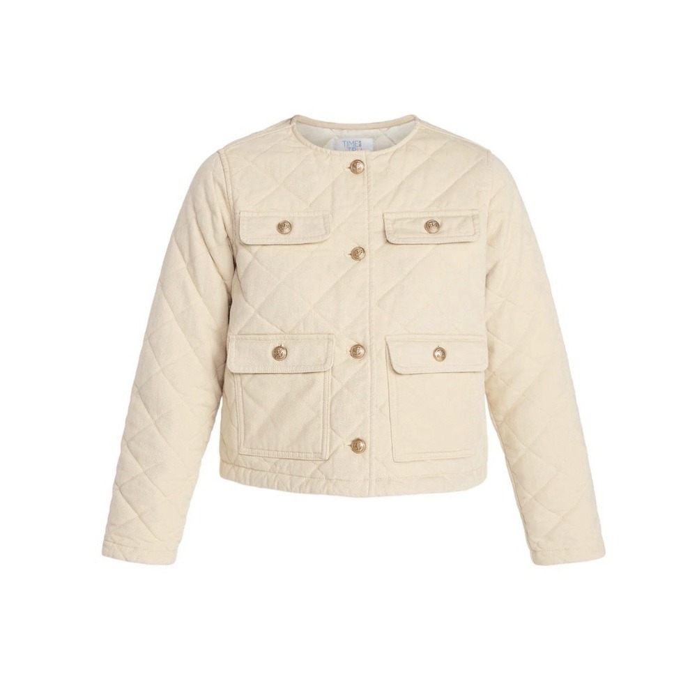 Y2K Women's Plus Quilted Cotton Jacket Size XXXL Beige Fisherman Preppy Cottage
